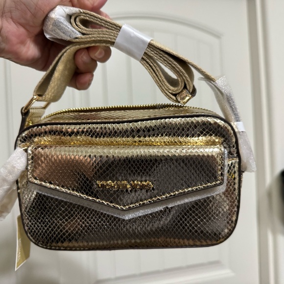 Michael Kors Handbags - Michael Kors Maisie Gold Snake Print Crossbody Bag